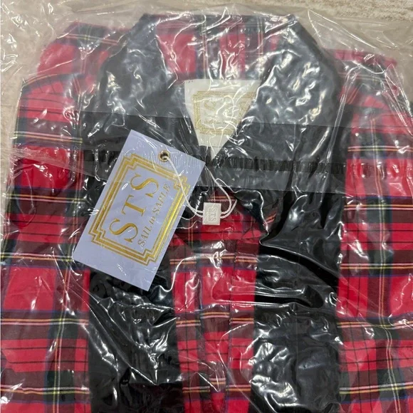 Sail to Sable STS Red Tartan Plaid Velvet Trim Dress XS NWT - Picture 12 of 14